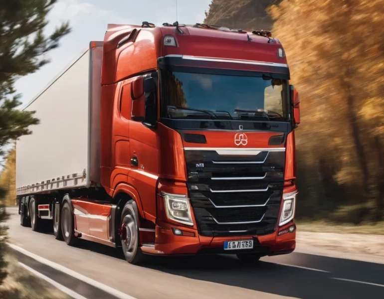 Camion de transport de marchandises sous scellé électronique